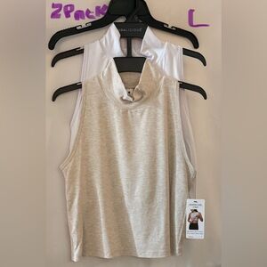 Yogalicious Cream Ribbed Sleeveless Turtleneck Top/ 2 pack